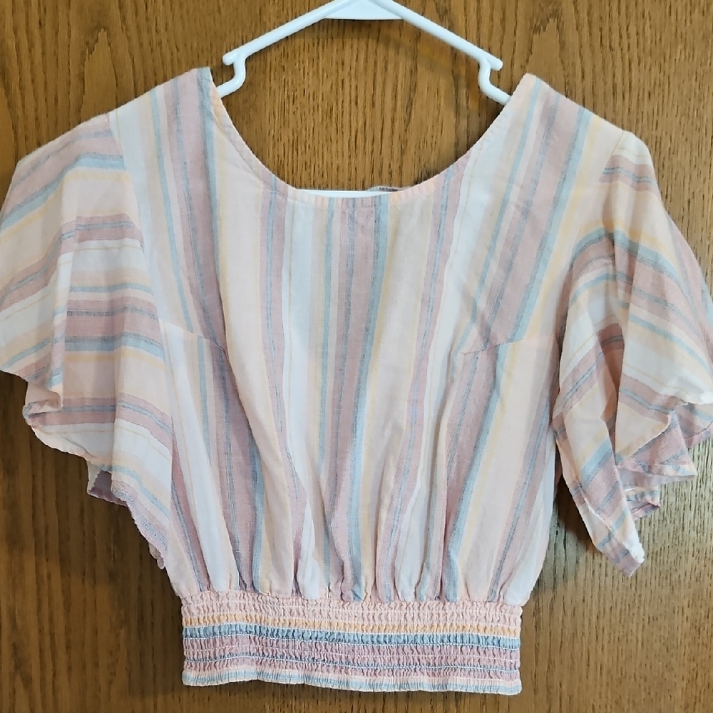 Japna Striped Pink and Blue Women's Top